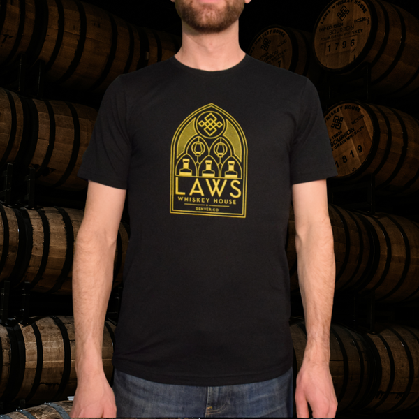 Laws 'Whiskey Church' Tee- Black/Gold